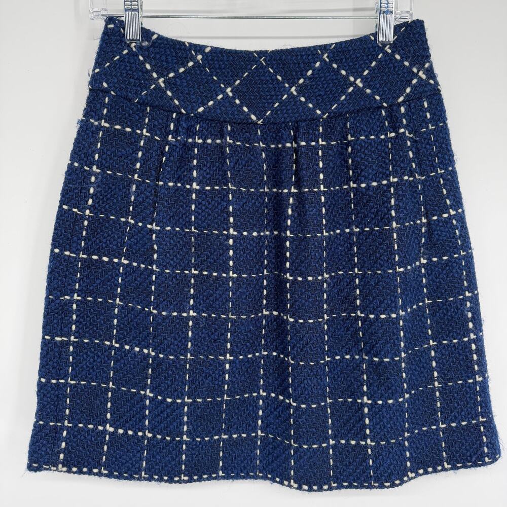 Maeve Skirt Women’s 2 Tweed Navy & Cream Plaid Heritage Classic Traditional